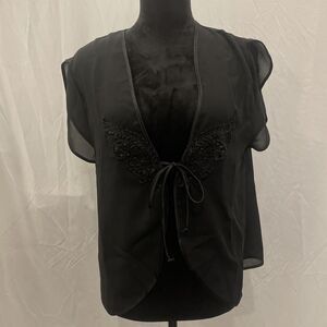 Vintage Night Magic Cinema Etoile Robe Bed Jacket Sequined Embroidered Medium